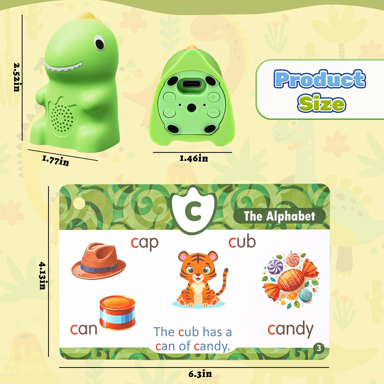 Flooyes Dinosaur Talking Pen With Phonics Cards, Montessori Toys ABC 123 Learning Set For Kids 36M+