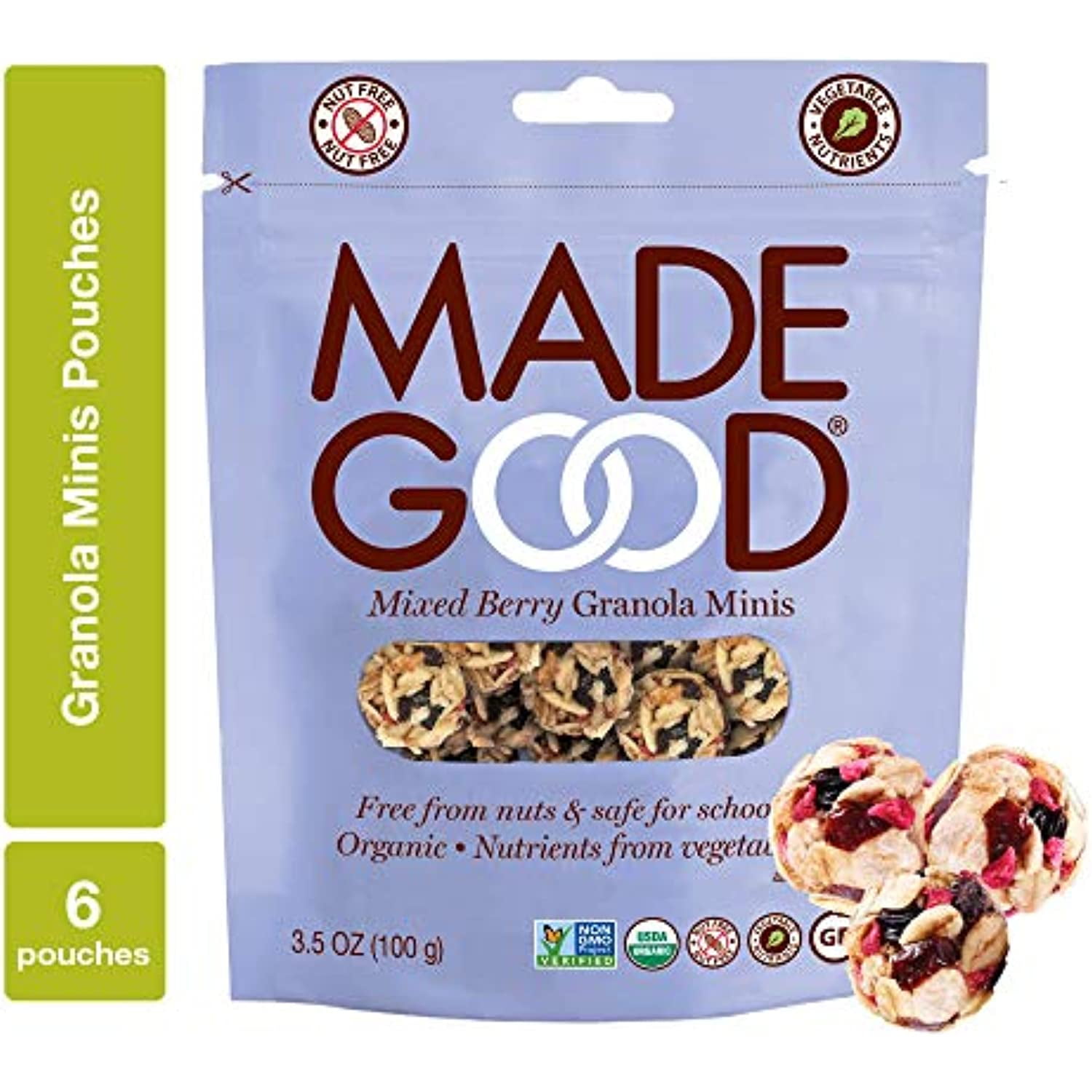 Madegood Mixed Berry Granola Minis, 6 Pouches (3.5 Oz Each); Organic