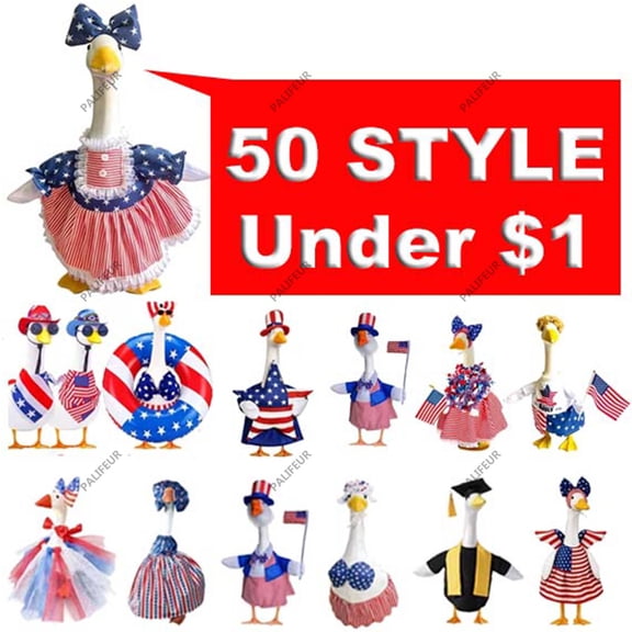 4th of July Decorations Porch Goose Outfit Patriotic 23 Inch Goose Dress for Garden Decor by Xuniizn