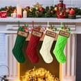 thumbnail image 3 of Ayieyill 4Pack Christmas Stockings, 18" Large Knitted Stocking Personalized Xmas Hanging Stocking Decorations with Name Leather Patches for Holiday Christmas Party Family Decor (Green Red White）, 3 of 7