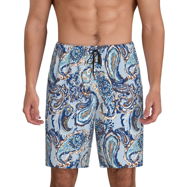 Fotbe Paisley Floral Branches Pantalones Cortos de Pijama para Hombre, Ropa de Dormir, Pantalones de Pijama Cortos para Hombre-X-Large