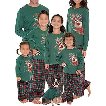 Matching Family Christmas Green Pajamas Sets Xmas Elk PJ s Loungewear Walmart