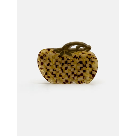 Way To Celebrate Gingham Pumpkin Acrylic Hair Claw, Brown