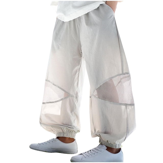 Mosquito Proof Pants for Kids, Breathable Mesh Fabric, Solid Color Summer Lightweight Trousers with Pockets, Black, Size 100