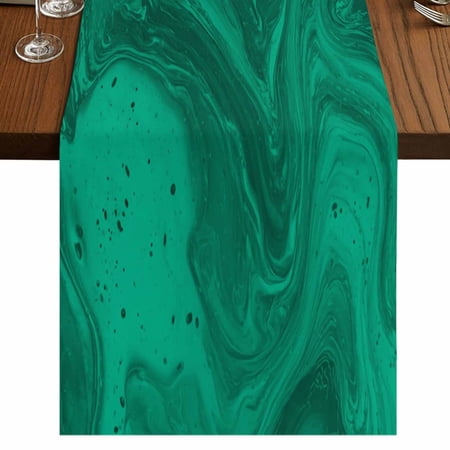 Table Runners 90 Inches Long Dress Scarves Green Marble Farmhouse Coffee/Dining/Kitchen Table Runner for Living Room Modern Farmhouse Gradient Abstract Fluid Art 13x90 Inch