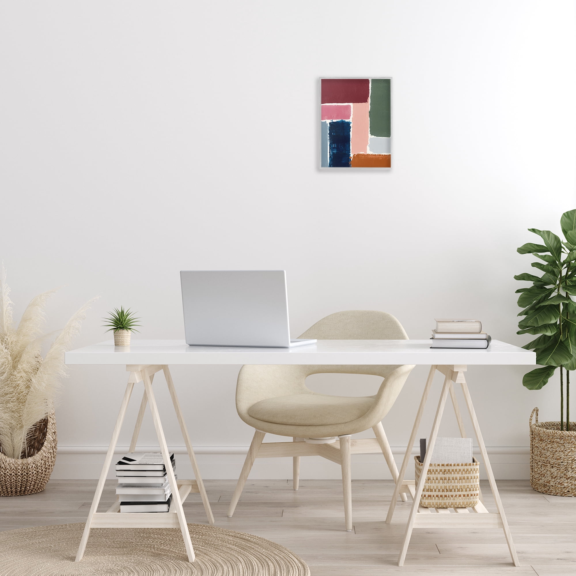 Stupell Industries Rectangular Shapes Pattern Abstract Painting Gray Framed Art Print Wall Art, 11 x 14