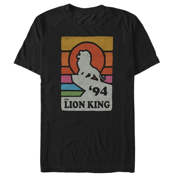 Men's Lion King Retro Rainbow '94 Silhouette Graphic Tee Black Medium