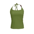 thumbnail image 4 of WEIWEN Halter Tank Tops for Women Tie Back Backless Cami Vest Summer Scoop Neck Sleeveless Workout Going Out Tops Green, S, 4 of 6