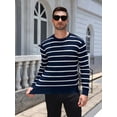 thumbnail image 4 of COOFANDY Men's Striped Crewneck Sweaters Long Sleeve Knit Pullover Lightweight Slim Fit Sweater, 4 of 8