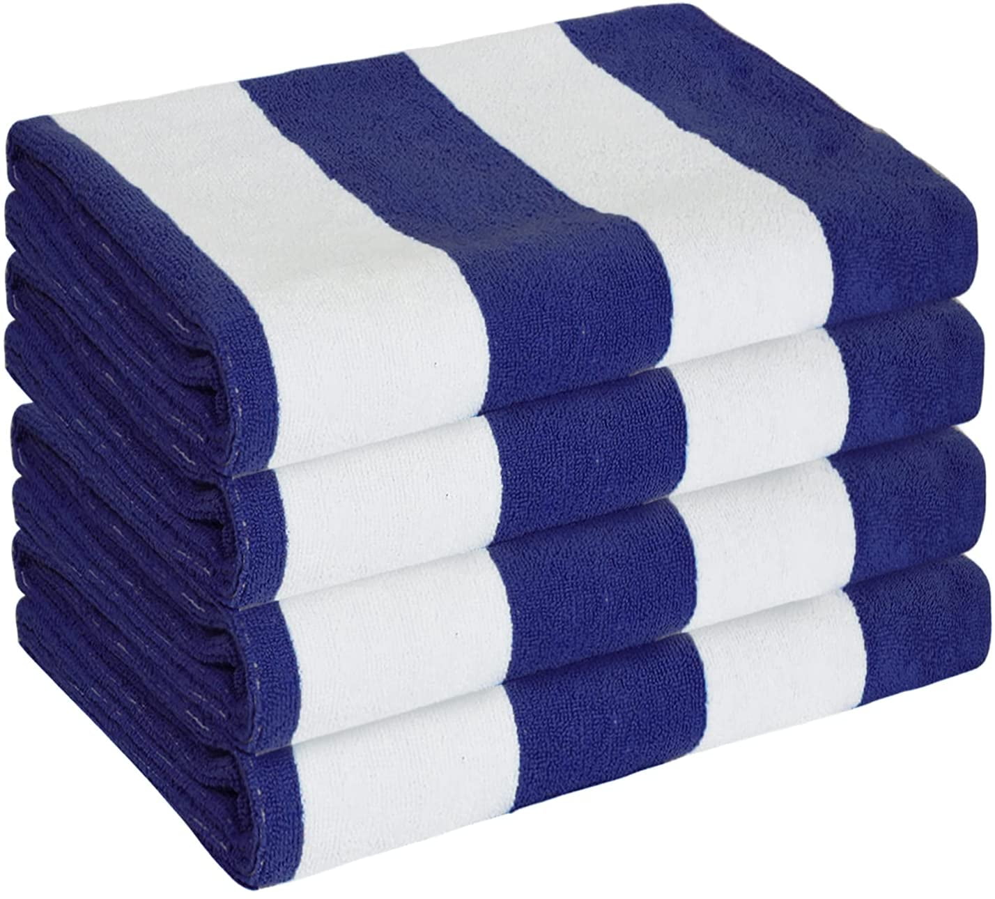 Blue-Yellow, 35x65 Inch Premium Quality 100% Cotton Turkish Cabana Thick Stripe Pool Beach Towels 2-Pack