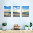 thumbnail image 5 of Beach Wall Art Coastal Decor Seagull Picture Canvas Prints Sunrise Seascape Painting for Living Room Nautical Themed Blue Sky Ocean Waves Landscape Artwork Bathroom Bedroom Home Decoration 12x16 3Pcs, 5 of 6