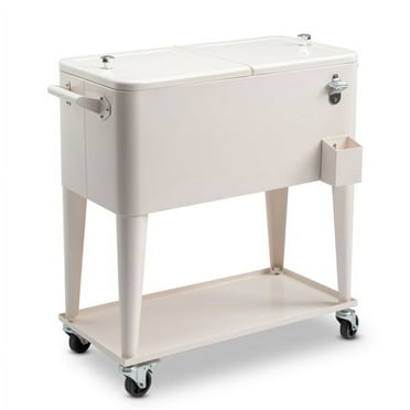 BAYUELSWU 80 Quart Patio Cooler Rolling Cooler Ice Chest with Wheels, Cooler Carts Square with Shelf, Wheels and Bottle Opener Portable for Outdoor Indoor Patio Party Camping Patio