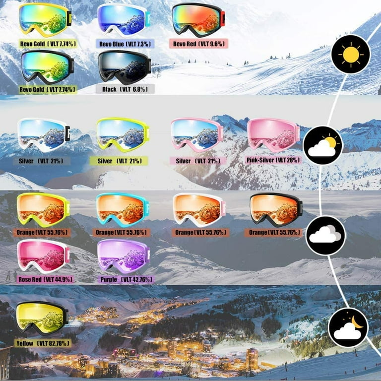 findway Gafas de esquí para niños, gafas de snowboard para niños y niñas de  3 a 14 años
