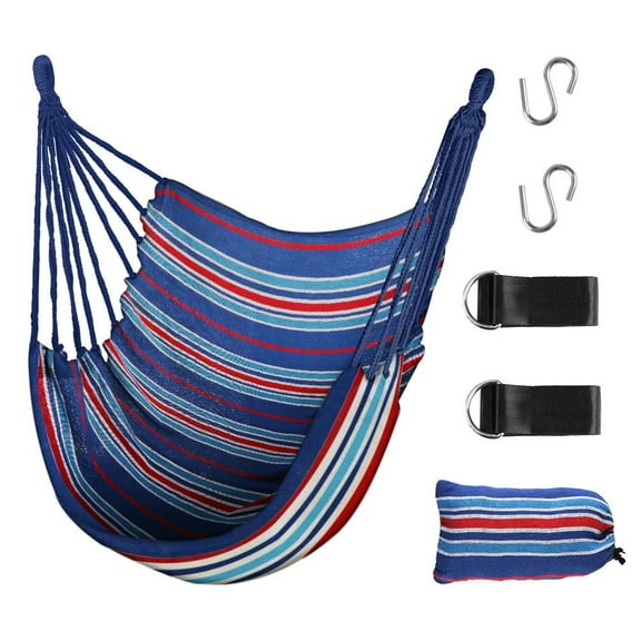 FGY Hammock Chair Swing Portable Canvas Camping Hanging Seat for Outdoor Indoor (Blue)