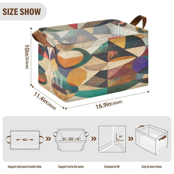 BZSMCE Collapsible Fabric Cube Storage Bins Design Circles and Triangles Pattern Design Pattern Storage Box