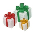 thumbnail image 2 of Set of 3 White Christmas Lighted Gift Boxes with LED Lights, Pre-lit Light Up Present Boxes with Bows, Battery Powered Indoor Outdoor Holiday Decor for Xmas Tree Yard Home, 2 of 9