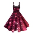 thumbnail image 3 of Valentines Day Cocktail Women's Vintage Dress Sleeveless Heart Print Evening Prom Swing A Line Dress Purple Pink S, 3 of 4