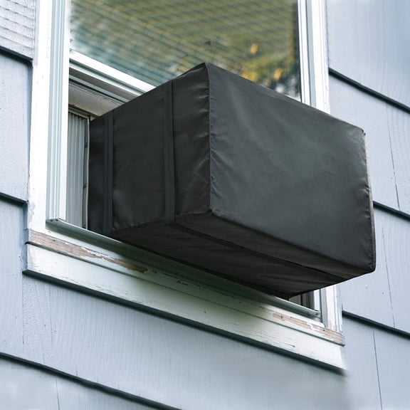 Window Air Conditioner Cover Outdoor, Outside Window AC Unit Cover Black Dust-proof Waterproof Outdoor AC Protection Insulation Defender (21Wx16Dx15H)