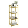 thumbnail image 2 of Uforic 4 Tier Modern Bookshelf, Tempered Glass Narrow Bookshelf, Open Display Bookcase, Gold Shelf Unit for Home Office, Living Room, 2 of 8