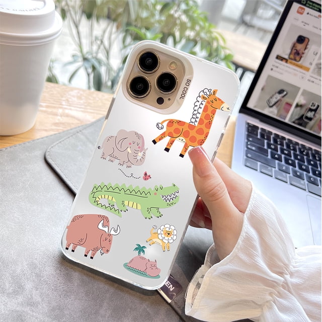 Destaca con una divertida funda plateada mate con diseño de dibujos animados para iPhone