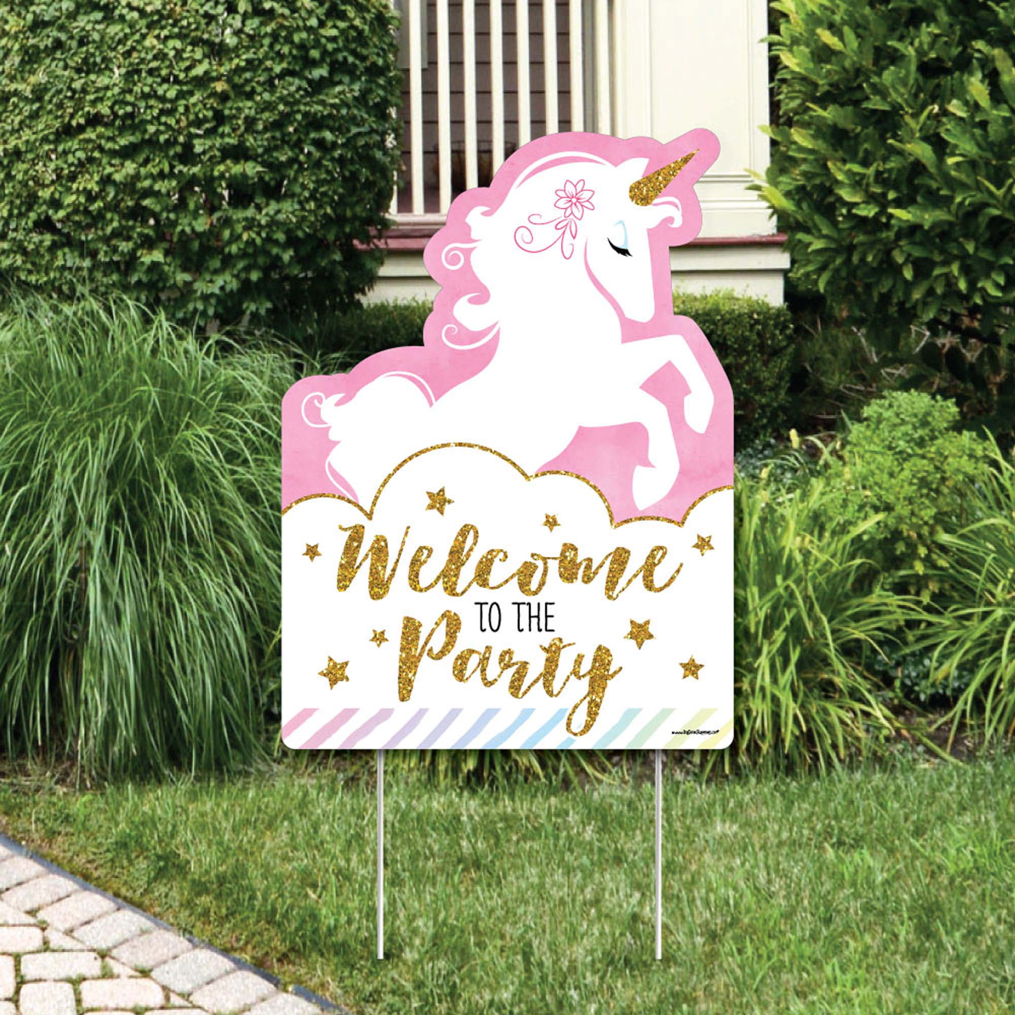 Big Dot of Happiness Rainbow Unicorn - Party Decorations - Magical Unicorn Baby Shower or Birthday Party Welcome Yard Sign