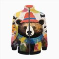 thumbnail image 2 of Colorful Bear Art Print Jacket Men's Street Cool Long Sleeves Coat Personality Tops Oversized Zipper Jackets Male Clothes, 2 of 7