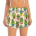 thumbnail image 2 of Pofeuu Cute Cartoon Cactus Print Women's Athletic Shorts Running Workout Shorts Tummy Control Quick Dry Gym Shorts with Pockets Double layer sports shorts-Small, 2 of 7