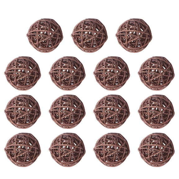 Melantax 15-Pack Brown Wicker Rattan 5cm Craft Decorations for Home, Kindergarten, Hotel, Bar Hanging Ornaments