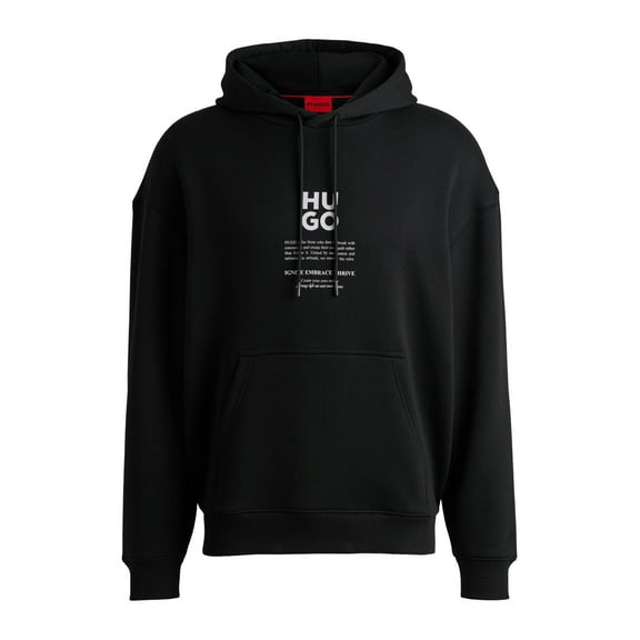Hugo Men's Dflohood Square Logo Hoodie, Black, Large