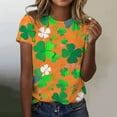 thumbnail image 2 of TSADFHJI T-Shirt à Manches Longues pour Femmes Grande Taille Imprimé de Noël Manches Courtes Décontracté Col Rond S Orange, 2 of 4