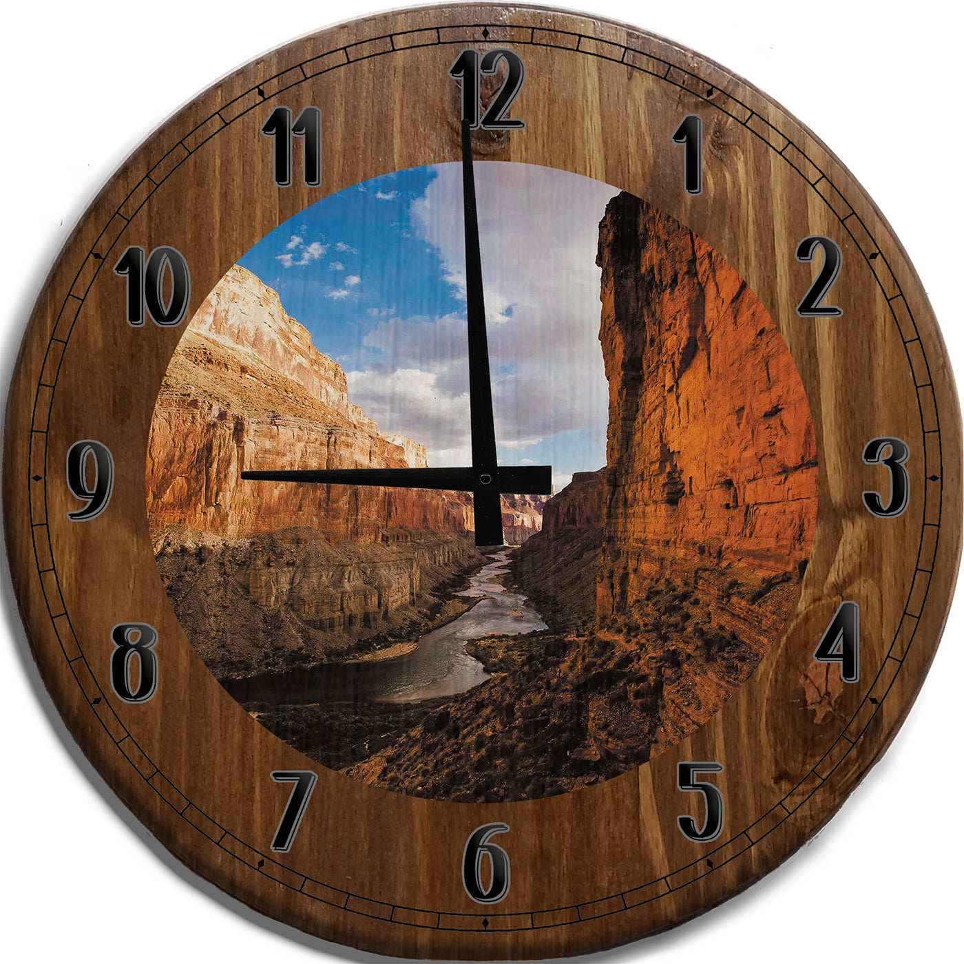 One Stop Gear Large Wall Clock Grand Canyon River View from Shore Bar Sign Home Decor Classic Brown 14 inch Wall Decor