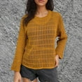 thumbnail image 2 of Olyvenn Fashion Womens Spring Crochet Cover Ups Long Sleeve Oversized Beach Mesh Top Streetwear Knitted Vacation Suit Cover Up Yellow 6, 2 of 5
