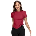 thumbnail image 1 of BeautyIn T-Shirts d'Entraînement pour Femmes Ourlet à Cordon Ajusté Manches Courtes Yoga Course, 1 of 4