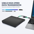 thumbnail image 3 of Unidad Externa de CD DVD +/-RW, USB 3.0 y USB-C Reproductor PortáTil de Grabadora de CD y DVD ROM Lector Escritor Regrabador Unidad de Disco,Negro, 3 of 5