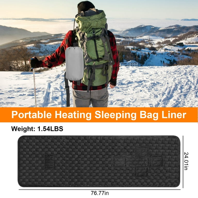 Heated Sleeping Bag Pad with 5 Heating Zones 3 Temperature Levels TeqHome Powered by USB Plug Battery Power Bank Camping Sleeping Mattress Carrying