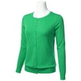 thumbnail image 2 of Women Crew Neck Button Down Long Sleeve Soft Knit Cardigan Sweater (S-3X), 2 of 4