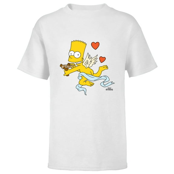 The Simpsons Bart Cherub Slingshot Cupid - Short Sleeve T-Shirt for Kids – Customized-White
