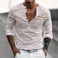 thumbnail image 2 of Tisuna Long Sleeve T-Shirts For Men Soft Henley Neck Tops Men Striped Tshirts For Sport Workout Size L, 2 of 9
