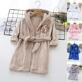 thumbnail image 2 of FUZHIQ Girls Robes Plush Soft Coral Fleece Animal Print Hooded Bathrobe Long Sleeve Home Wear with Pockets for Kids Bathrobes for 4-5 Years, 2 of 4
