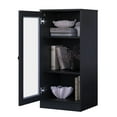 thumbnail image 2 of Palace Imports 100% Solid Wood 3-shelf Bookcase with Adjustable Shelves and Frosted Glass Door, Black, 2 of 6
