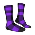 thumbnail image 2 of Goofa Purple Buffalo Plaid Printed Men's Crew Socks, Soft Durable Breathable Moisture-Wicking with Odor Control Cotton socks, 2 of 9