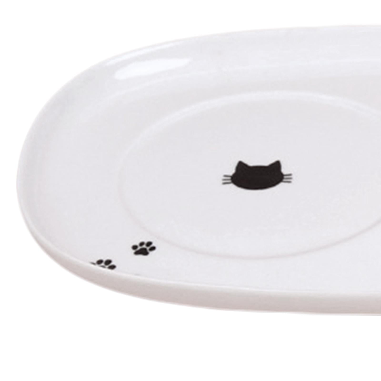 Elevated Ceramic Kitten Feeding Tray Water Bowl Tray Feeding Drinking Elevated Cat Food Bowl Platter Puppy Kitten Accessories