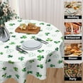 thumbnail image 3 of St. Patricks Day Tablecloth Round 60 Inch Green Watercolor Shamrock Lucky Clover Table Cloth Spring Holiday Farmhouse Polyester Table Cover for Party Kitchen Dining Room Home Decor, 3 of 6