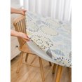 thumbnail image 4 of Round Vinyl Fitted Tablecloth with Flannel Backing Elastic Table Cloth Waterproof Oil-Proof Plastic Cover- Fits Tables up to 40" - 44" Diameter, 4 of 4