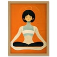 thumbnail image 1 of Peaceful Japanese Woman In Yoga Pose Orange Black Quirky Artwork Framed Wall Art Print A4, 1 of 4