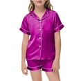 thumbnail image 2 of JUMEYU Girls Pajamas Short Set Big Girl's Top and Shorts Pajama Set Teens Cute Heart Shape Sleepwear Kids Clothes PJS Size 10-11 (Dark Purple,10-11 Years), 2 of 4