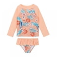 thumbnail image 2 of RTKFRFLM Girls 2-Piece Long Sleeve Bikini Set Western Style Print Rash Guard for Kids Ages 2-8 UV Sun Protection Wear, 2 of 3