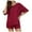 Wine, variant on Fashion 2 Piece Outfits for Women Solid Color Short-Sleeved Casual Sports Home Wear Suit