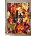 thumbnail image 4 of Fsddascl Fall Shower Curtain Set - 48" x 72" Washable Bathtub Curtain with 12 Hooks, Thanksgiving Farmhouse Cat in Maple Leaf Waterproof Fabric Stall Shower Curtains for Bathroom/Bathtub Décor, 4 of 6
