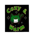 thumbnail image 4 of Durable Soft & Warm Flannel Blanket - Cozy Cartoon Green Cat Design with Stars & Musical Notes Perfect for Sofa Travel Bed & Chair, 4 of 7